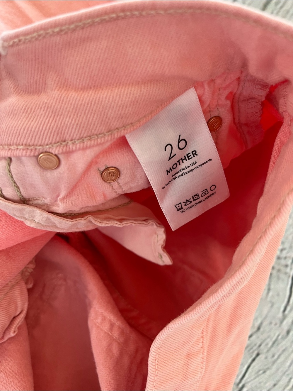 MOTHER Peach Coral Pink Wide-Leg Ankle Jeans Mid Rise Maven Size 26 - Picture 7 of 7